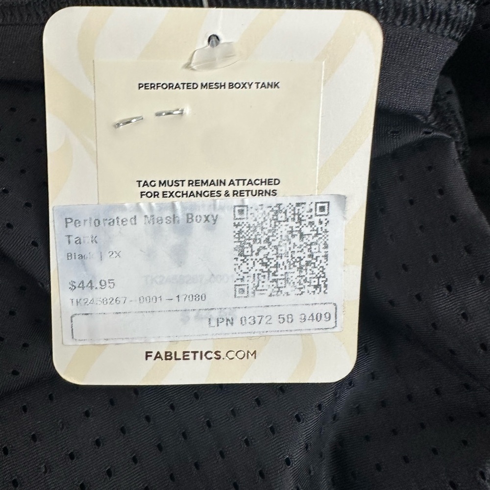 Fabletics Perforated Mesh Boxy black Tank size 2X - Picture 3 of 5